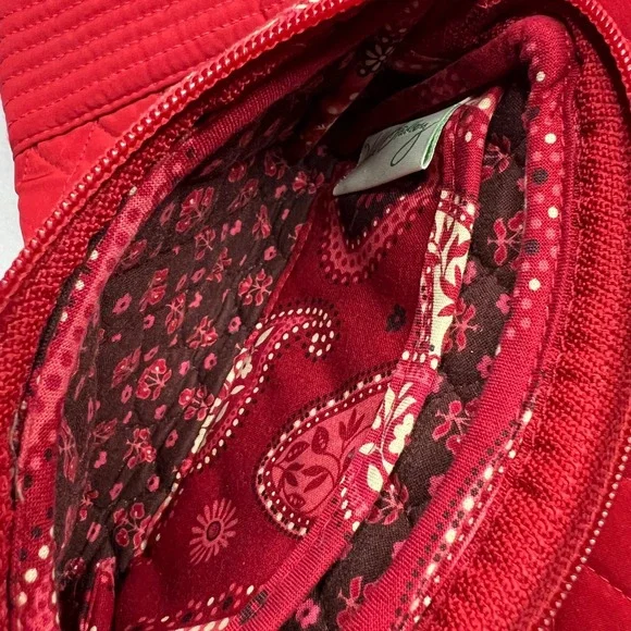 Vera Bradley Red Quilted Tote Bag Polka Dot Lining Toggle Closure w Wristlet Set - Picture 5 of 9